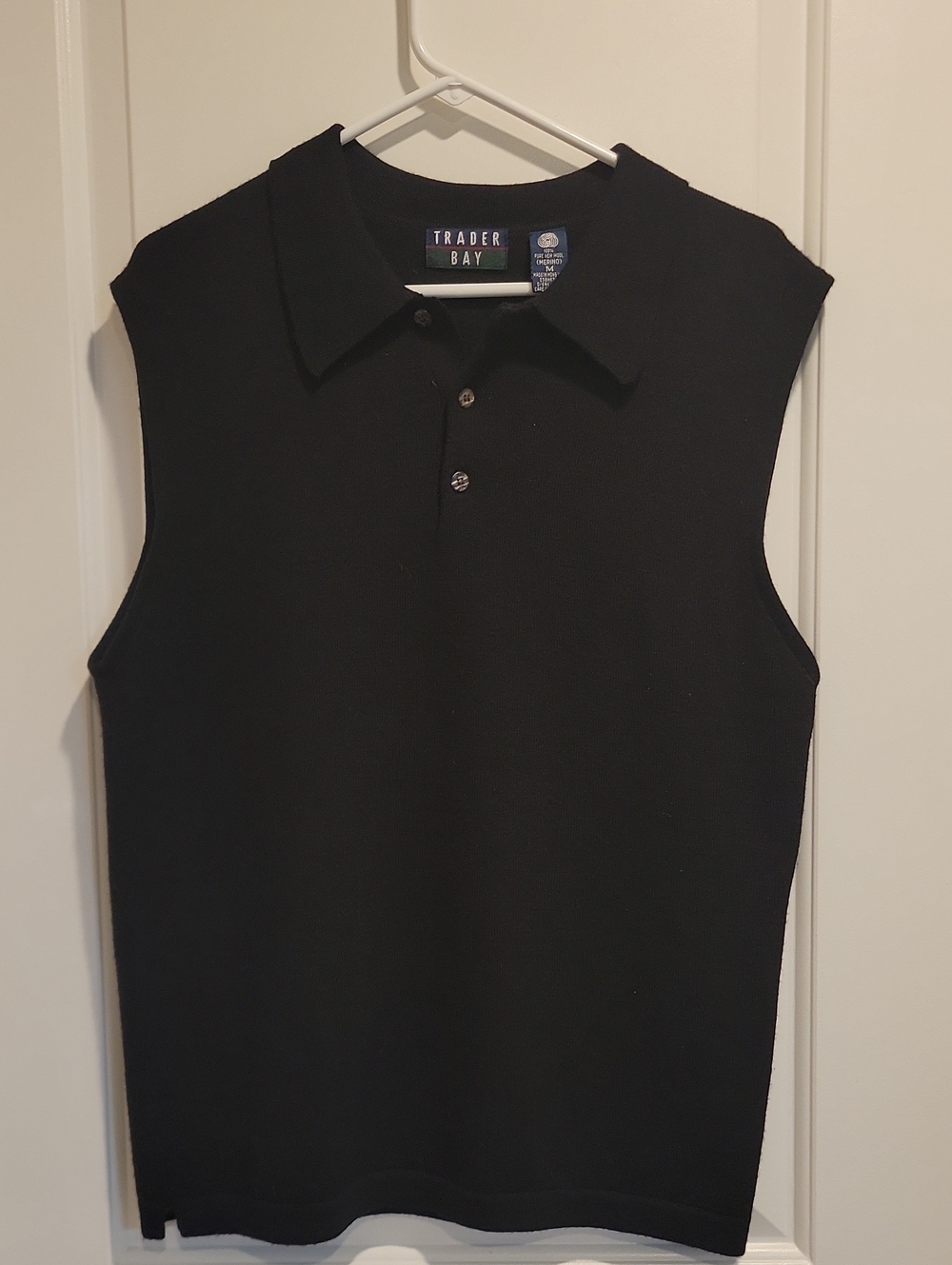 Trader Bay Men's Black Sleeveless Polo Shirt